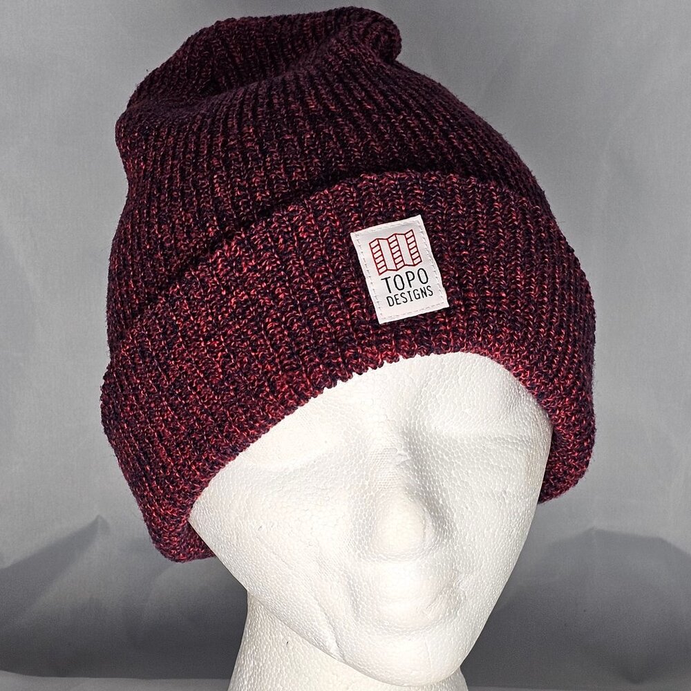Topo Designs Dark Red Beanie hat
